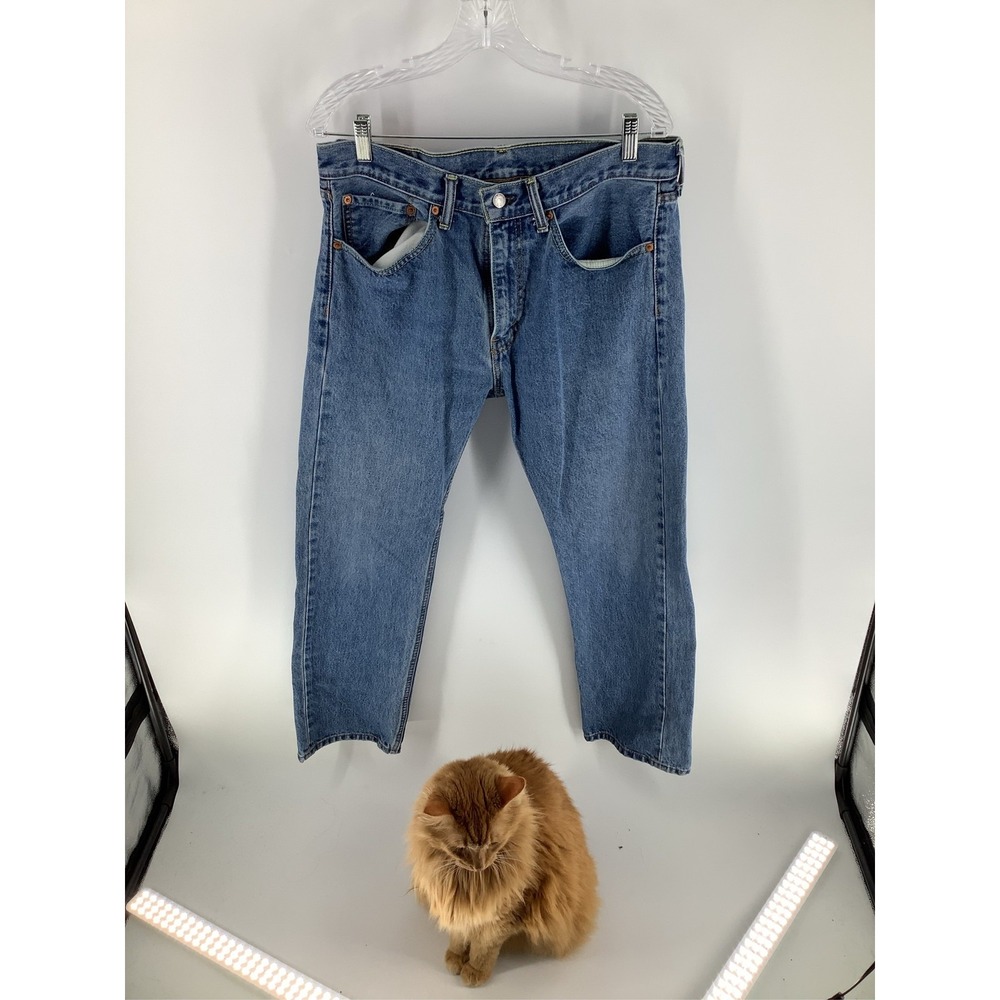 Levi's 501 Men's Jeans Blue Denim Button Fly Straight Leg Size [Size]